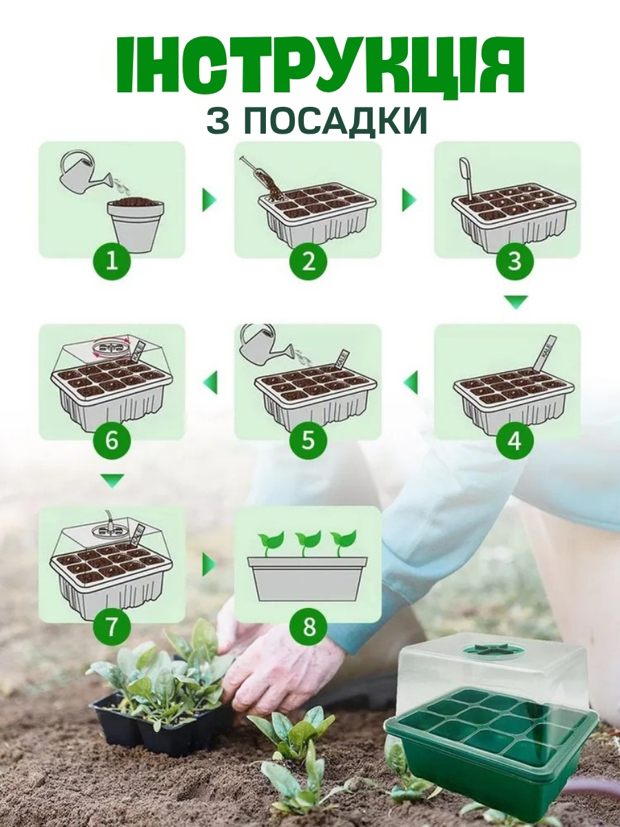 Міні теплиця з LED-підсвічуванням для домашньої розсади